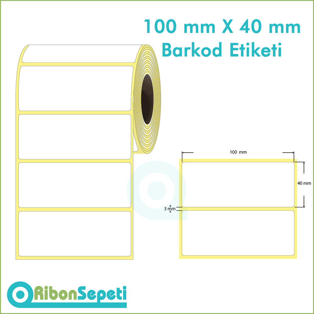 100*40 Barkod Etiketi (Yapışkanlı) 100x40 mm Boş (Beyaz) Etiket