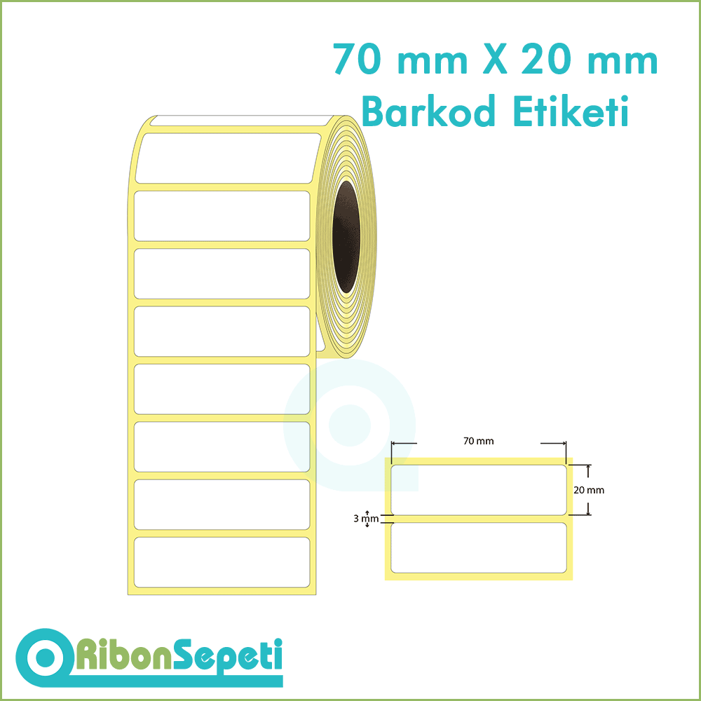 70*20 Barkod Etiketi (Yapışkanlı) 70x20 mm Boş (Beyaz) Etiket