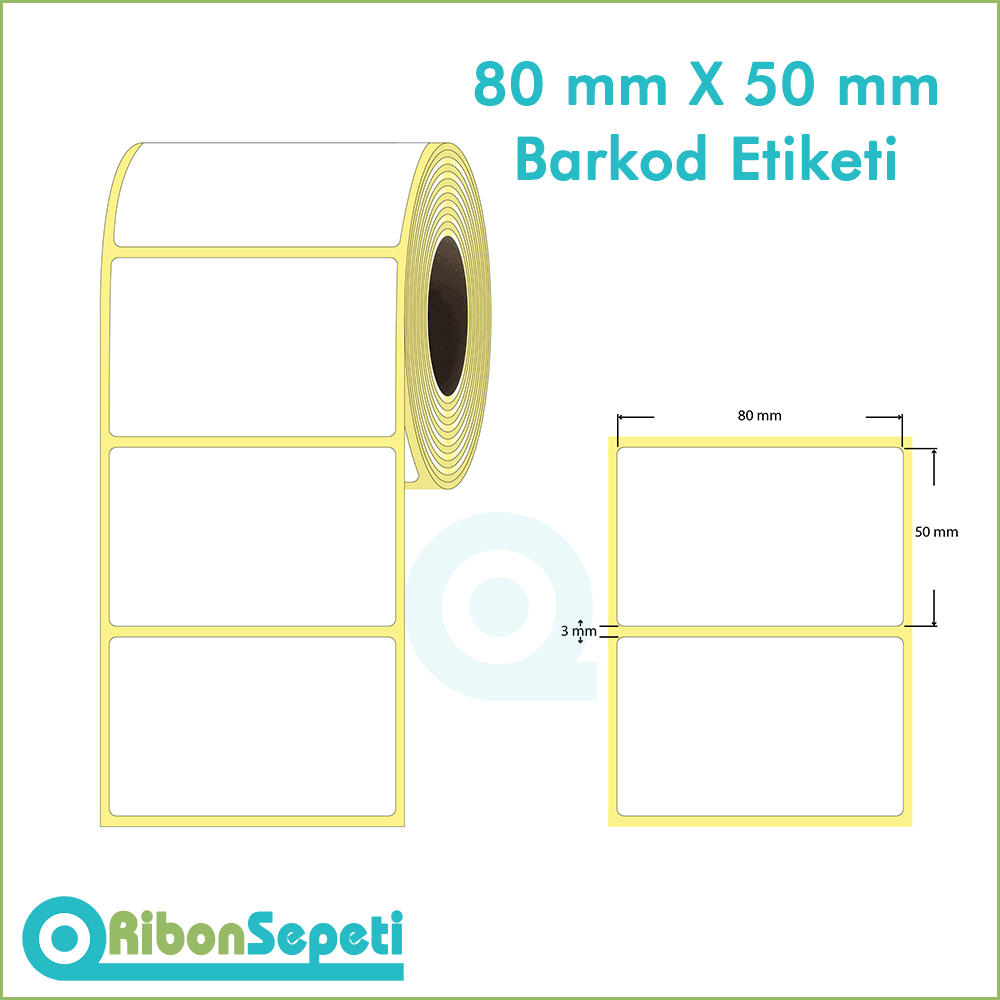 80*50 Barkod Etiketi (Yapışkanlı) 80x50 mm Boş (Beyaz) Etiket