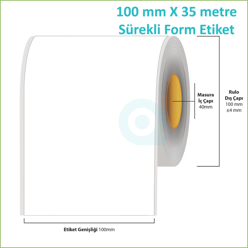 100 mm X 35 metre Sürekli Form (Continuous) Etiket