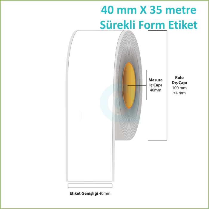40 mm X 35 metre Sürekli Form (Continuous) Etiket