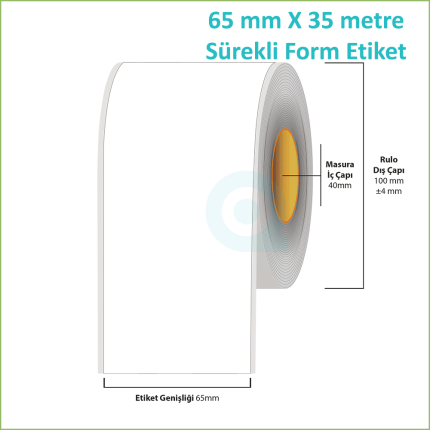 65 mm X 35 metre Sürekli Form (Continuous) Etiket