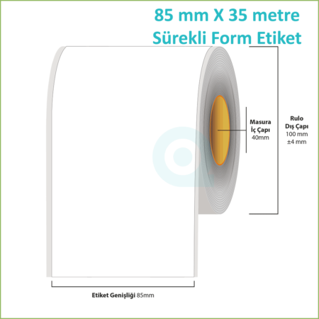 85 mm X 35 metre Sürekli Form (Continuous) Etiket