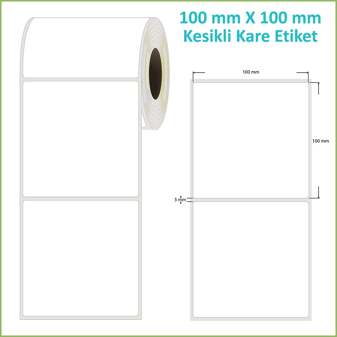 100 mm X 100 mm Epson Etiketi 100x100 mm Epson Etiketi (Kesikli, Yapışkanlı, Rulo)