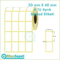 20x40 4 'lü Barkod Etiketi (Termal, Kuşe, Vellum, Silvermat, Opak PP)