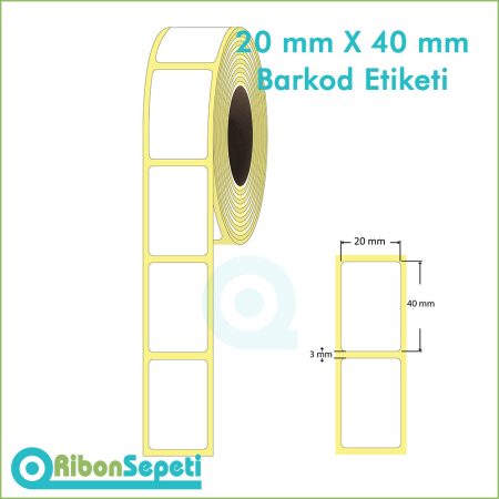 20x40 mm Barkod Etiketi (Termal, Kuşe, Vellum, Silvermat, Opak PP)